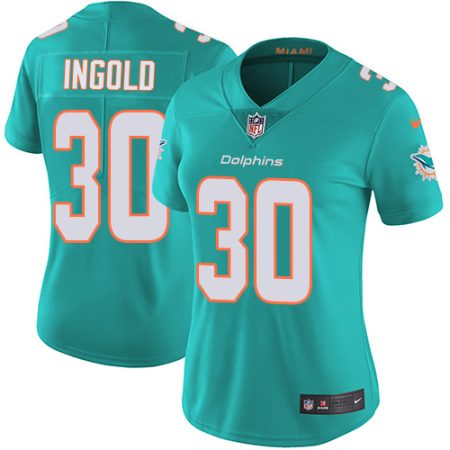 Dolphins #30 Alec Ingold Aqua Green Team Color Women's Stitched NFL 100th Season Vapor Untouchable Limited Jersey