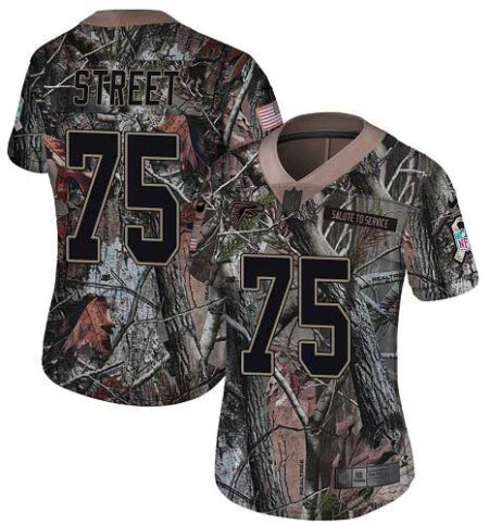 cheap Falcons #75 Kentavius Street Camo Stitched Women's NFL Limited Rush Realtree Jersey