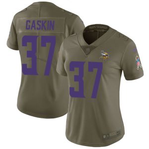 cheap Vikings #37 Myles Gaskin Olive Women's Stitched NFL Limited 2017 Salute To Service Jersey