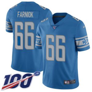 lions #66 matt farniok blue team color youth stitched nfl 100th season vapor untouchable limited elite jersey