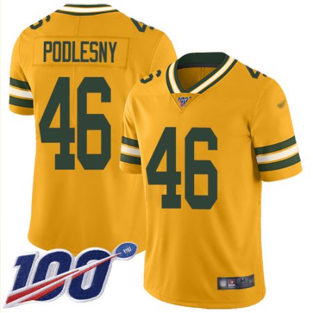 packers #46 jack podlesny gold youth stitched nfl limited inverted legend 100th season wholesale jersey