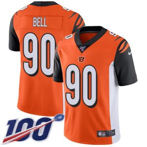 Bengals #90 Travis Bell Orange Alternate Youth Stitched NFL 100th Season Vapor Untouchable Limited Jersey