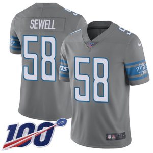 Lions #58 Penei Sewell Gray Youth Stitched NFL Limited Rush 100th Season Jersey