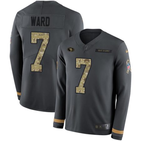 49ers #7 charvarius ward anthracite salute to service youth stitched nfl limited therma long sleeve cheap jersey