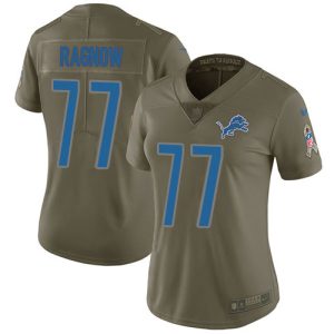 lions #77 frank ragnow olive women's stitched nfl limited 2017 salute to service wholesale jersey