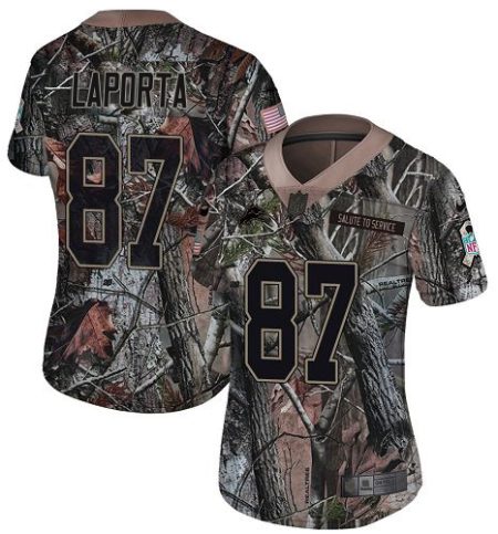 wholesale Lions #87 Sam LaPorta Camo Women's Stitched NFL Limited Rush Realtree Jersey