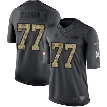 elite Lions #77 Frank Ragnow Black Youth Stitched NFL Limited 2016 Salute to Service Jersey