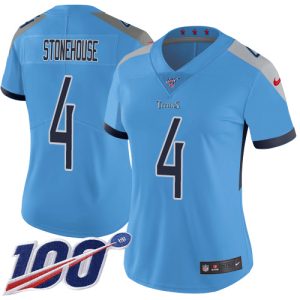 cheap Titans #4 Ryan Stonehouse Light Blue Alternate Women's Stitched NFL 100th Season Vapor Limited Jersey