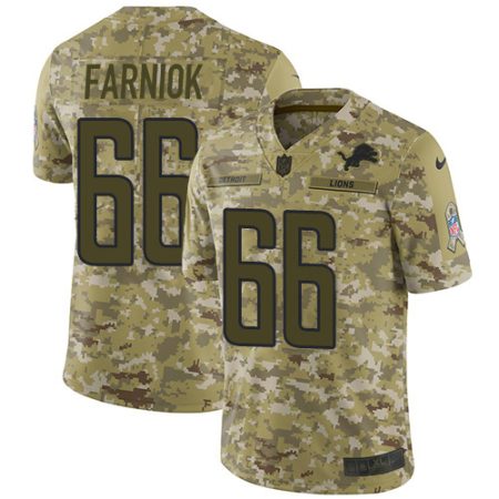 cheap Lions #66 Matt Farniok Camo Men's Stitched NFL Limited 2018 Salute To Service Jersey