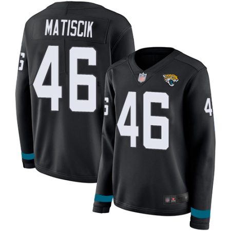 Jaguars #46 Ross Matiscik Black Team Color Women's Stitched NFL Limited Therma Long Sleeve Jersey