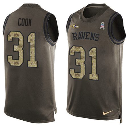 ravens #31 dalvin cook green men's stitched nfl limited salute to service tank top wholesale jersey