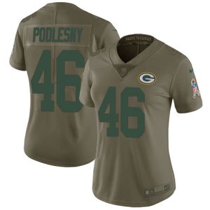 Packers #46 Jack Podlesny Olive Women's Stitched NFL Limited 2017 Salute To Service Jersey