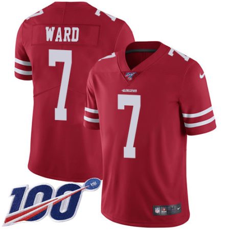 elite 49ers #7 Charvarius Ward Red Team Color Men's Stitched NFL 100th Season Vapor Limited Jersey