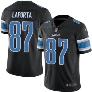 lions #87 sam laporta black youth stitched nfl limited rush cheap jersey