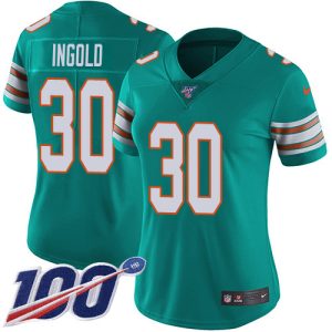 Dolphins #30 Alec Ingold Aqua Green Alternate Women's Stitched NFL 100th Season Vapor Untouchable Limited Jersey