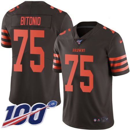 Browns #75 Joel Bitonio Brown Youth Stitched NFL Limited Rush 100th Season Jersey