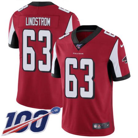 cheap Falcons #63 Chris Lindstrom Red Team Color Stitched Youth NFL 100th Season Vapor Untouchable Limited Jersey