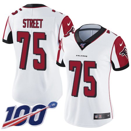 Falcons #75 Kentavius Street White Stitched Women's NFL 100th Season Vapor Untouchable Limited Jersey