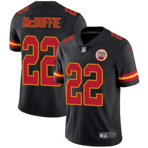 elite Chiefs #22 Trent McDuffie Black Youth Stitched NFL Limited Rush Jersey