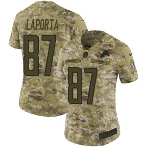 lions #87 sam laporta camo women's stitched nfl limited 2018 salute to service elite jersey