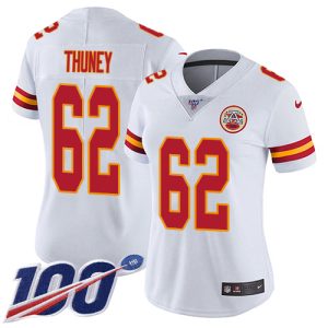 chiefs #62 joe thuney white women's stitched nfl 100th season vapor limited wholesale jersey