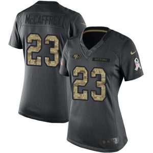 cheap 49ers #23 Christian McCaffrey Black Women's Stitched NFL Limited 2016 Salute to Service Jersey