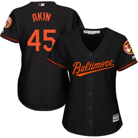 Orioles #45 Keegan Akin Black Alternate Women's Stitched MLB Jersey