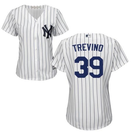 yankees #39 jose trevino white strip home women's stitched mlb elite jersey