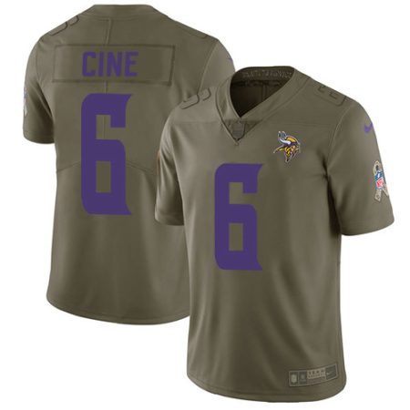 wholesale Vikings #6 Lewis Cine Olive Youth Stitched NFL Limited 2017 Salute To Service Jersey