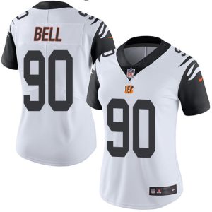 bengals #90 travis bell white women's stitched nfl limited rush elite jersey