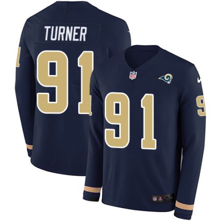 elite Rams #91 Kobie Turner Navy Blue Team Color Youth Stitched NFL Limited Therma Long Sleeve Jersey