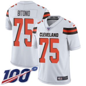 Browns #75 Joel Bitonio White Men's Stitched NFL 100th Season Vapor Untouchable Limited Jersey