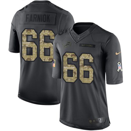 cheap Lions #66 Matt Farniok Black Men's Stitched NFL Limited 2016 Salute to Service Jersey