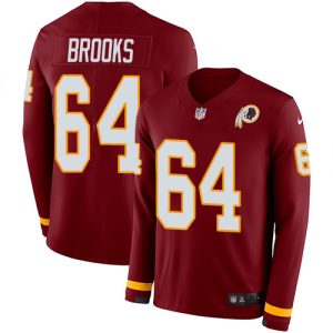 Commanders #64 Mason Brooks Burgundy Red Team Color Men's Stitched NFL Limited Therma Long Sleeve Jersey