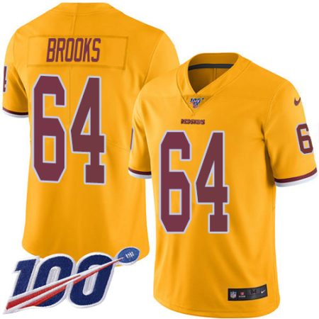 elite Commanders #64 Mason Brooks Gold Youth Stitched NFL Limited Rush 100th Season Jersey