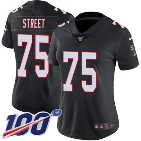 Falcons #75 Kentavius Street Black Alternate Stitched Women's NFL 100th Season Vapor Untouchable Limited Jersey