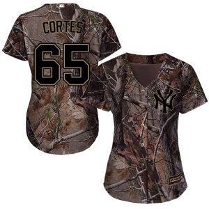 Yankees #65 Nestor Cortes Camo Realtree Collection Cool Base Women's Stitched MLB Jersey