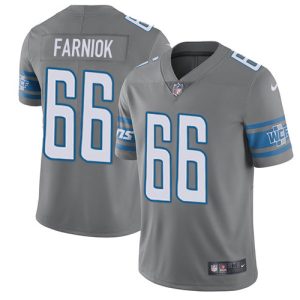 elite Lions #66 Matt Farniok Gray Men's Stitched NFL Limited Rush Jersey