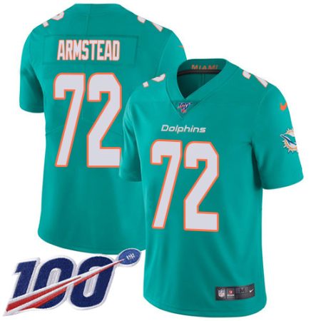 cheap Dolphins #72 Terron Armstead Aqua Green Team Color Men's Stitched NFL 100th Season Vapor Untouchable Limited Jersey