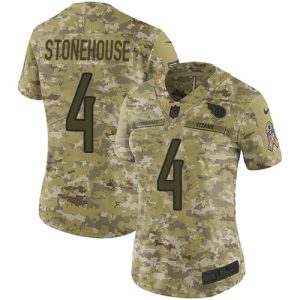 wholesale Titans #4 Ryan Stonehouse Camo Women's Stitched NFL Limited 2018 Salute to Service Jersey