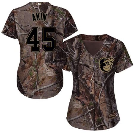 wholesale Orioles #45 Keegan Akin Realtree Collection Cool Base Women's Stitched MLB Jersey