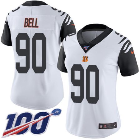 Bengals #90 Travis Bell White Women's Stitched NFL Limited Rush 100th Season Jersey