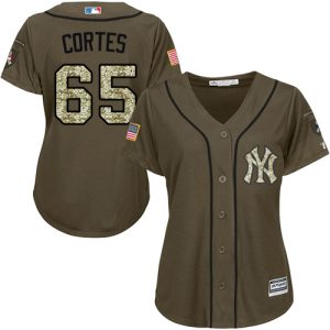 Yankees #65 Nestor Cortes Green Salute to Service Women's Stitched MLB Jersey