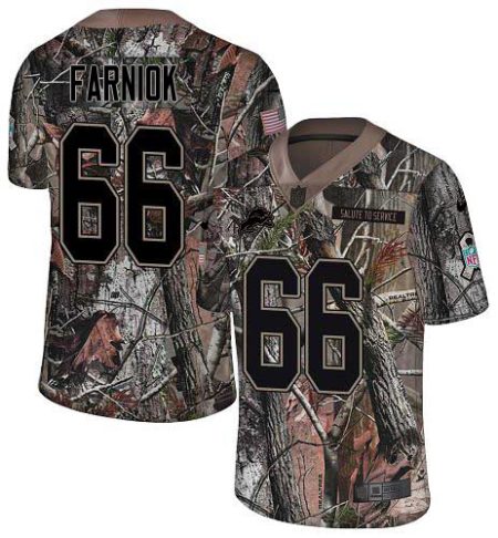 Lions #66 Matt Farniok Camo Youth Stitched NFL Limited Rush Realtree Jersey