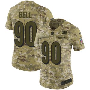 Bengals #90 Travis Bell Camo Women's Stitched NFL Limited 2018 Salute To Service Jersey