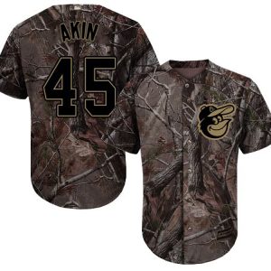 elite Orioles #45 Keegan Akin Camo Realtree Collection Cool Base Stitched Youth MLB Jersey