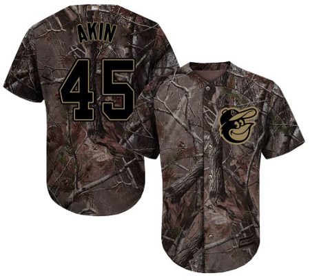 elite Orioles #45 Keegan Akin Camo Realtree Collection Cool Base Stitched Youth MLB Jersey