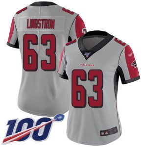 Falcons #63 Chris Lindstrom Silver Stitched Women's NFL Limited Inverted Legend 100th Season Jersey