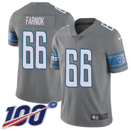 lions #66 matt farniok gray men's stitched nfl limited rush 100th season cheap jersey