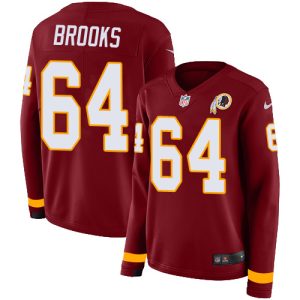 commanders #64 mason brooks burgundy red team color women's stitched nfl limited therma long sleeve cheap jersey